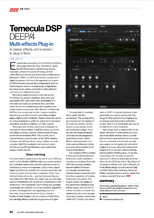 Sound On Sound review of Temecula DSP DEEP/4