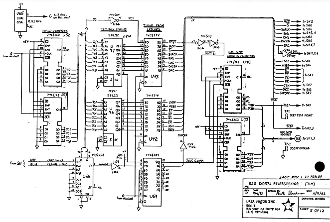 Original StarGate 323 schematic (Sheet 5) showing the timing circuit